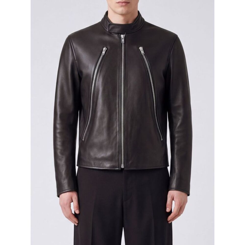 Lambskin Leather Biker Jacket Maison Margiela With Four Stitches Logo